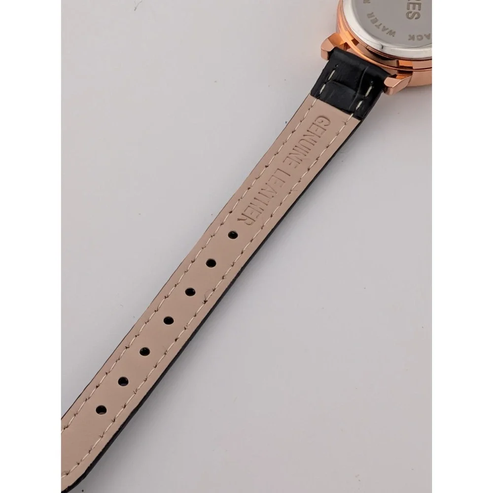 Bres Watch Women 28mm Rose Gold Case Black Leather Band- New‎ Battery